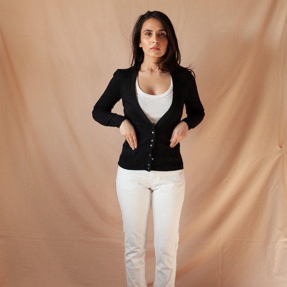 Jewel Buttoned Cardigan in Black - Picture 1 of 2